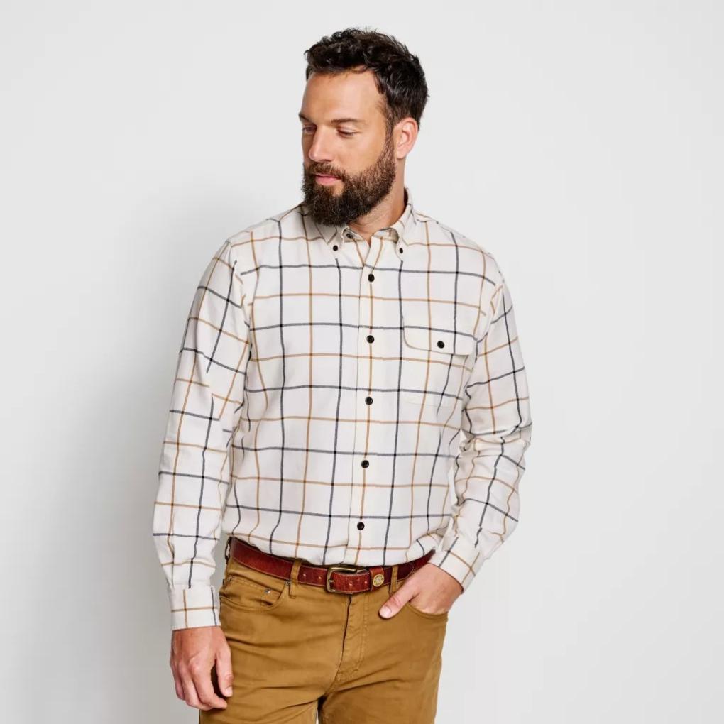 Orvis Button-Down Shirts | Spencer Houndstooth Pure Cotton Shirt Tan/navy - Men