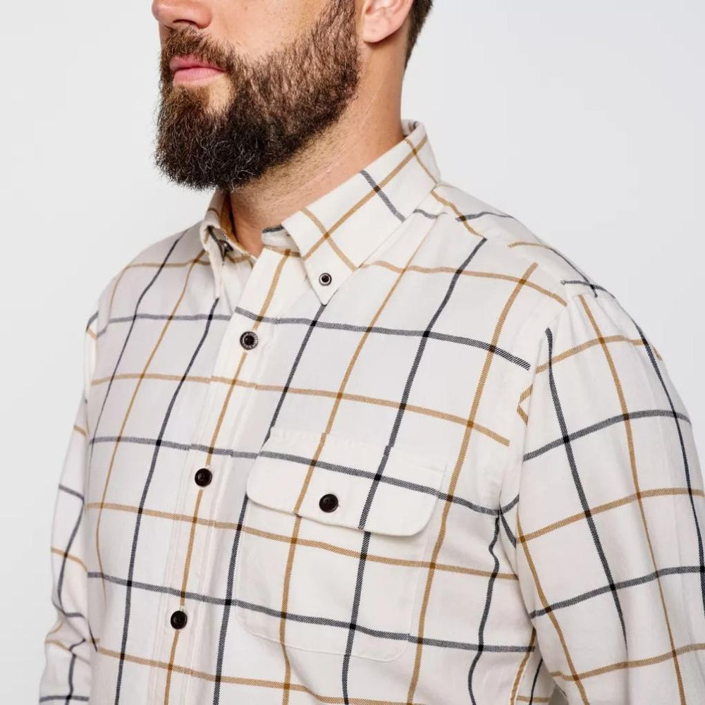 Orvis Button-Down Shirts | Spencer Houndstooth Pure Cotton Shirt Tan/navy - Men