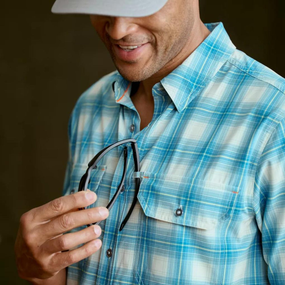 Orvis Button-Down Shirts | Stonefly Stretch Short-Sleeve Shirt Pacific Blue/citrus Plaid - Men