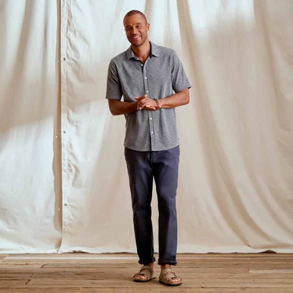 Orvis Button-Down Shirts | Three Forks Knit Short-Sleeve Shirt True Navy/titanium - Men