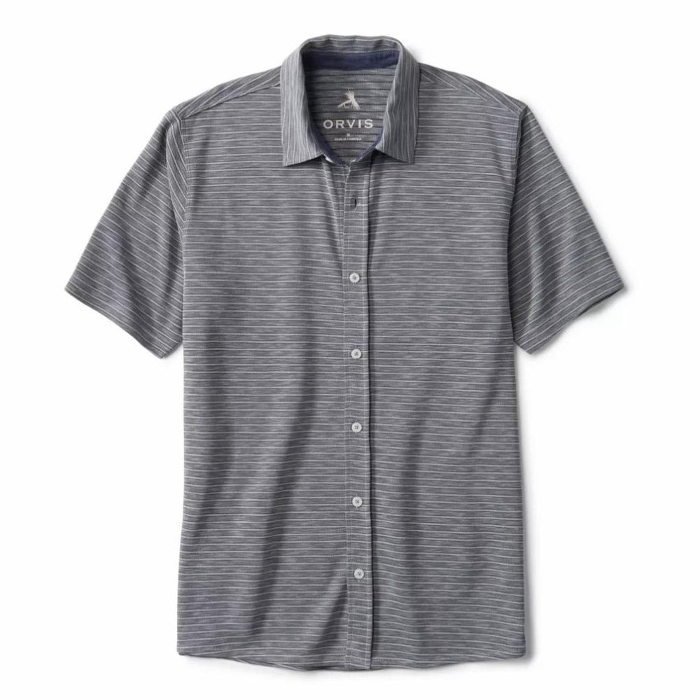 Orvis Button-Down Shirts | Three Forks Knit Short-Sleeve Shirt True Navy/titanium - Men