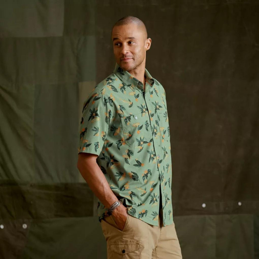 Orvis Button-Down Shirts | Tropic Tech Printed Short-Sleeved Shirt Aloe Tarpon - Men