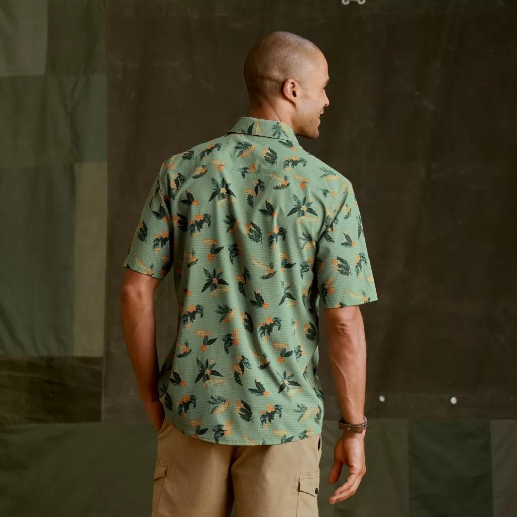 Orvis Button-Down Shirts | Tropic Tech Printed Short-Sleeved Shirt Aloe Tarpon - Men