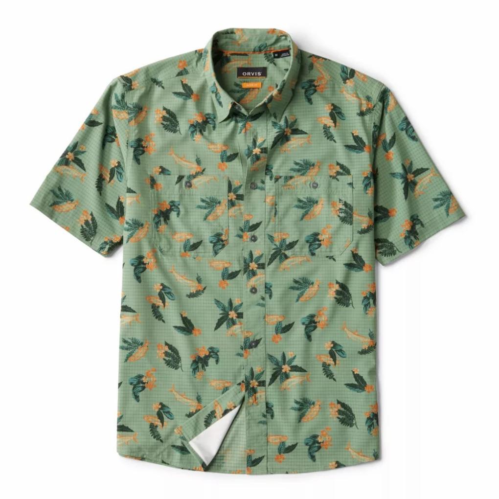 Orvis Button-Down Shirts | Tropic Tech Printed Short-Sleeved Shirt Aloe Tarpon - Men