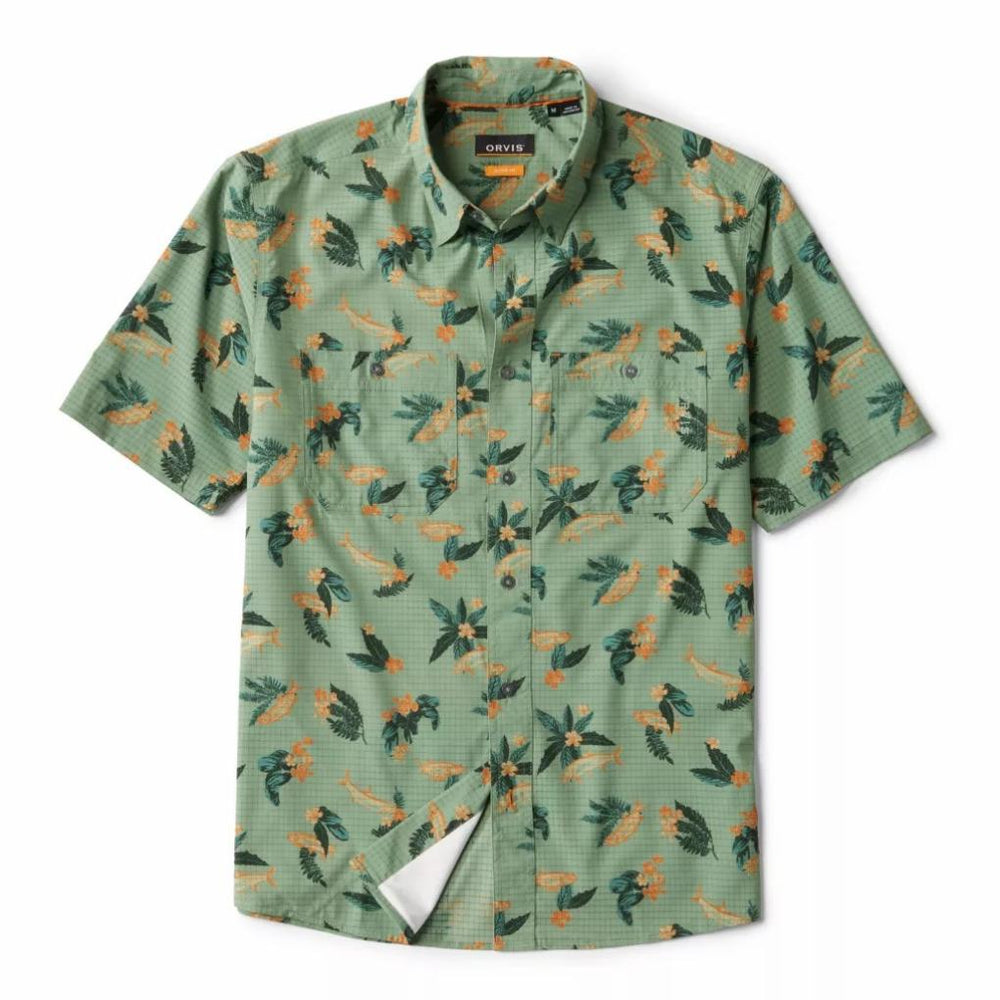 Orvis Button-Down Shirts | Tropic Tech Printed Short-Sleeved Shirt Aloe Tarpon - Men