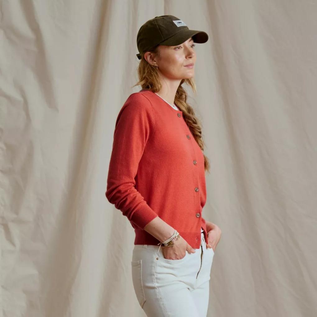 Orvis Cashmere | Featherweight Cashmere Cardigan Papaya - Women