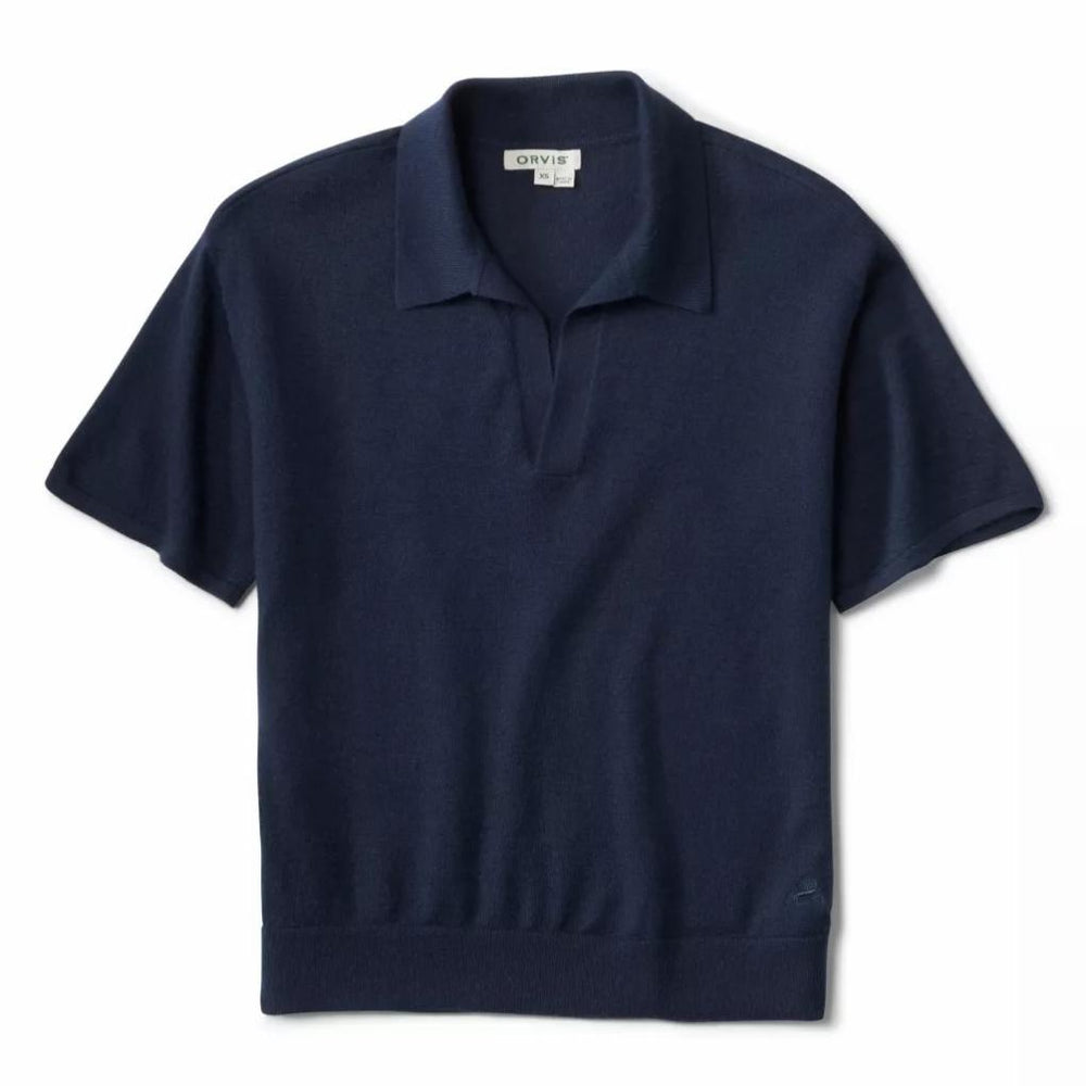 Orvis Cashmere | Featherweight Cashmere Polo Tee True Navy - Women