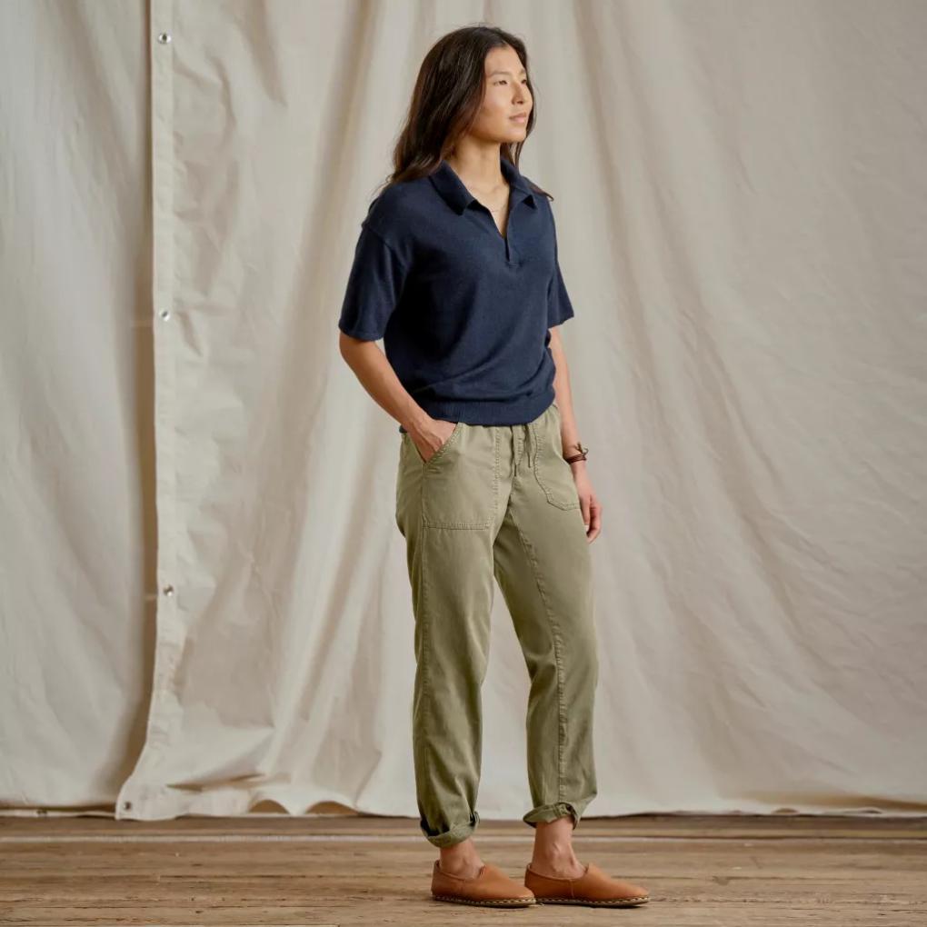 Orvis Cashmere | Featherweight Cashmere Polo Tee True Navy - Women