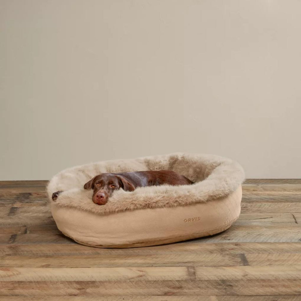 Orvis Comfortfill-Eco™ Beds | ComfortFill-Eco™ Fur Wraparound Dog Bed Khaki - Dogs
