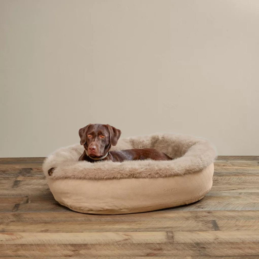 Orvis Comfortfill-Eco™ Beds | ComfortFill-Eco™ Fur Wraparound Dog Bed Khaki - Dogs