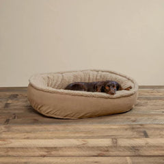 Orvis Comfortfill-Eco™ Beds | Orvis ComfortFill-Eco™ Wraparound Dog Bed With Fleece Khaki - Dogs