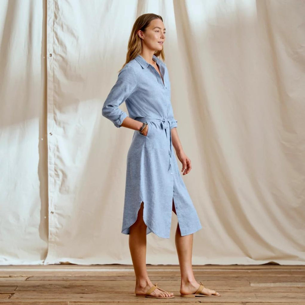 Orvis Dresses &amp; Skorts | Performance Linen Midi Shirt Dress Dusty Blue Chambray - Women