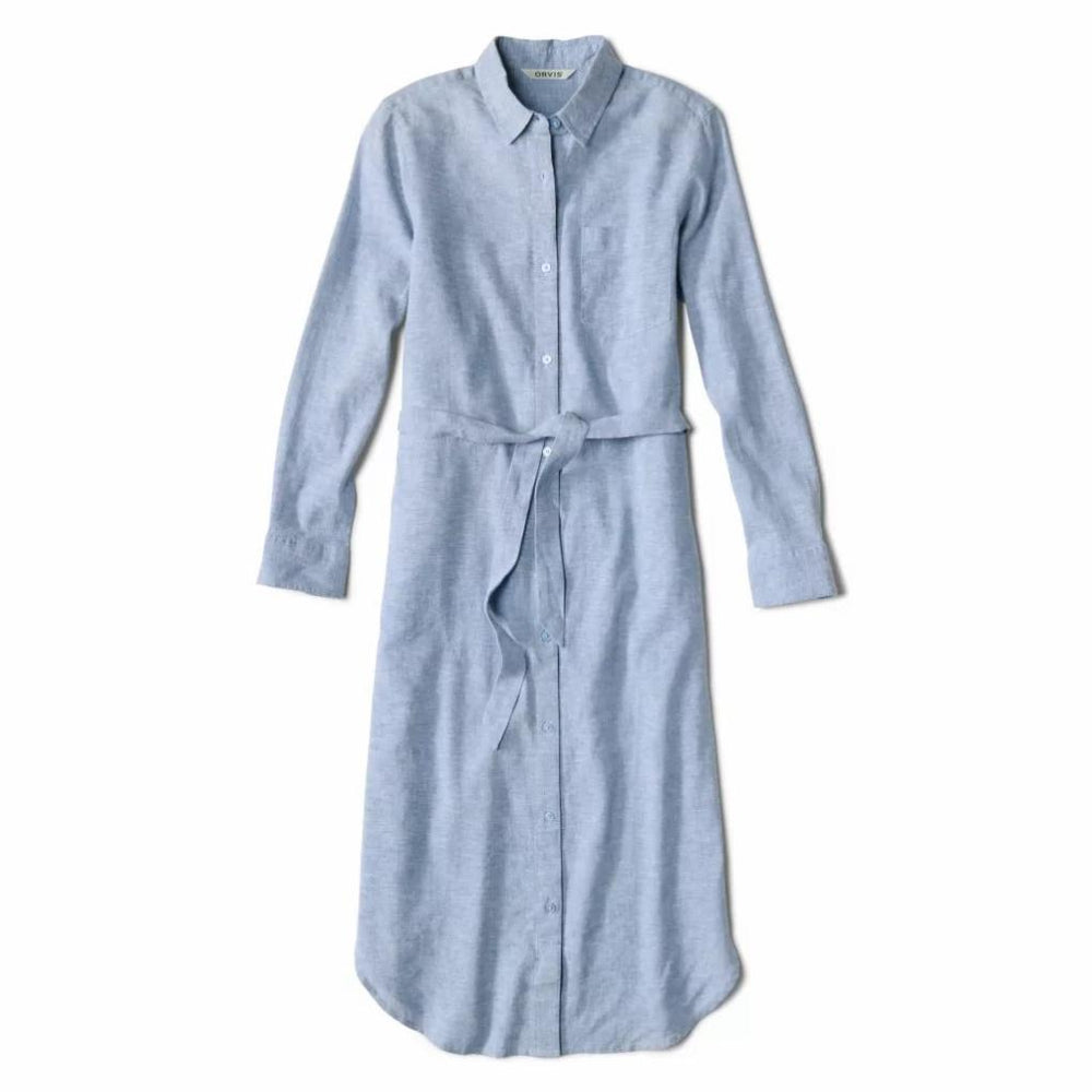 Orvis Dresses &amp; Skorts | Performance Linen Midi Shirt Dress Dusty Blue Chambray - Women