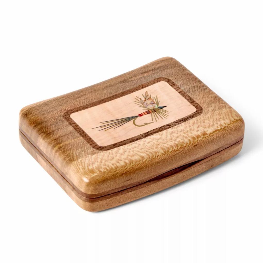 Orvis Fly Boxes | A.L. Swanson River Series Fly Boxes - Abalone Inlay Sycamore Ai - Fly Fishing