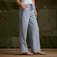Orvis Pants | Explorer Performance Linen Wide-Leg Pants True Navy Chambray - Women