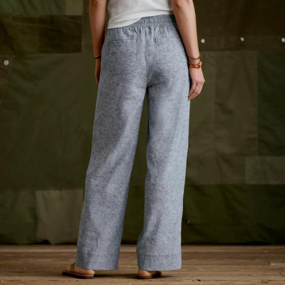 Orvis Pants | Explorer Performance Linen Wide-Leg Pants True Navy Chambray - Women