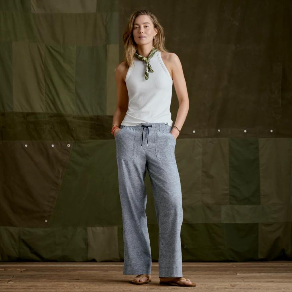 Orvis Pants | Explorer Performance Linen Wide-Leg Pants True Navy Chambray - Women