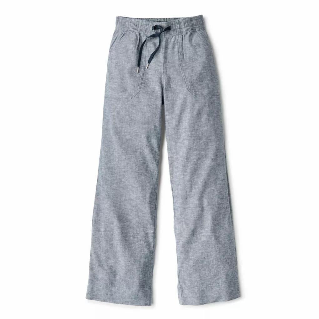 Orvis Pants | Explorer Performance Linen Wide-Leg Pants True Navy Chambray - Women