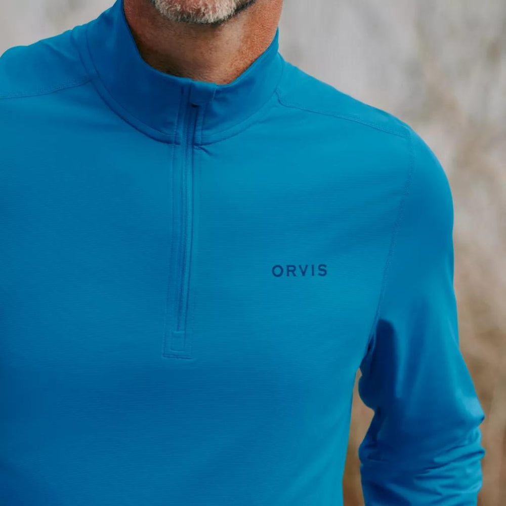 Orvis Performance Shirts | Men's Sun Defense 1/4-Zip Pacific Blue - Men/Fly Fishing