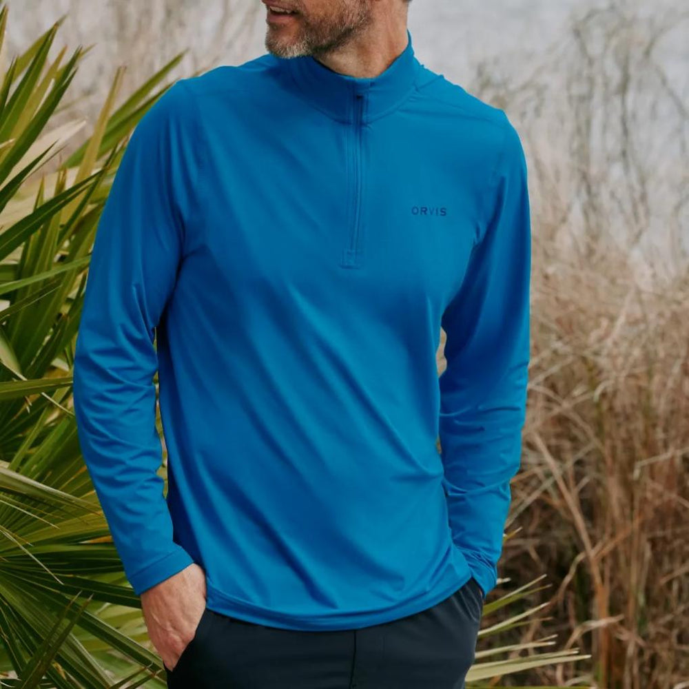 Orvis Performance Shirts | Men's Sun Defense 1/4-Zip Pacific Blue - Men/Fly Fishing