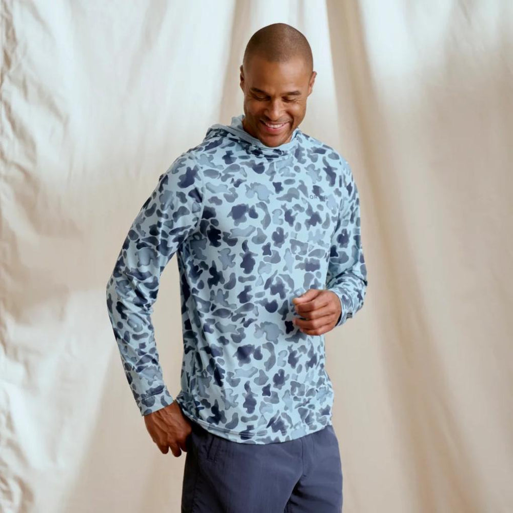 Orvis Performance Shirts | Men's Sun Defense Hoodie Blue Watercolor Camo - Men/Fly Fishing