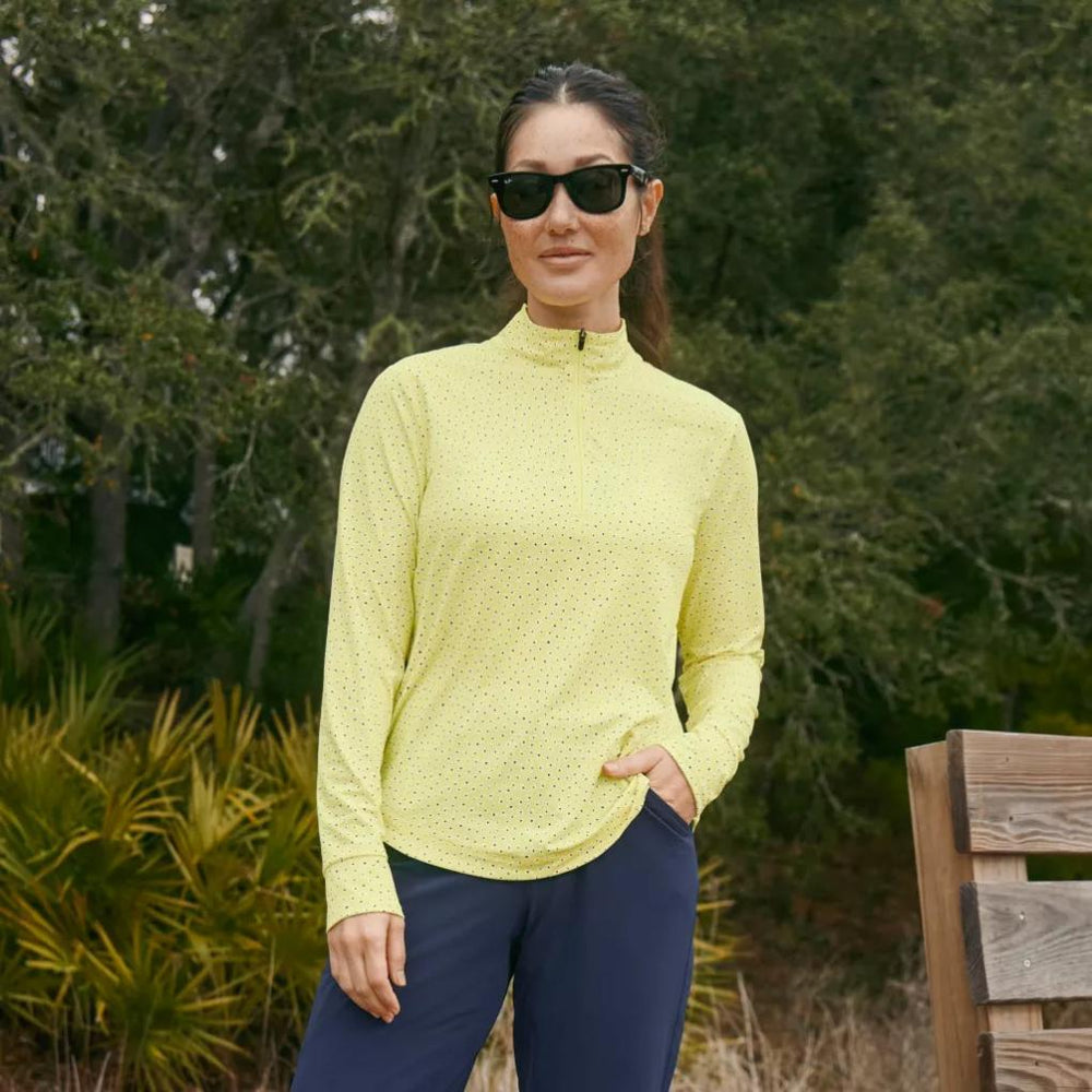 Orvis Performance Shirts | Women's Sun Defense 1/4-Zip Citrus Ditsy Floral - Women/Fly Fishing