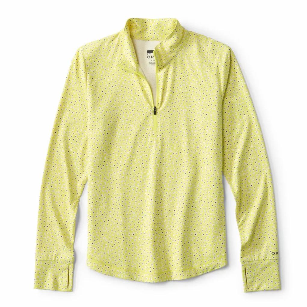 Orvis Performance Shirts | Women's Sun Defense 1/4-Zip Citrus Ditsy Floral - Women/Fly Fishing