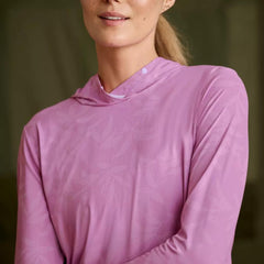 Orvis Performance Shirts | Women's Sun Defense Hoodie Lilac Stitch Leaf - Women/Fly Fishing