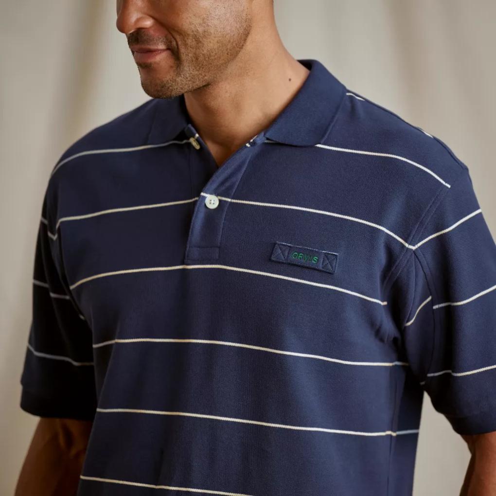 Orvis Polo Shirts | Orvis Signature Polo True Navy/snow Stripe - Men