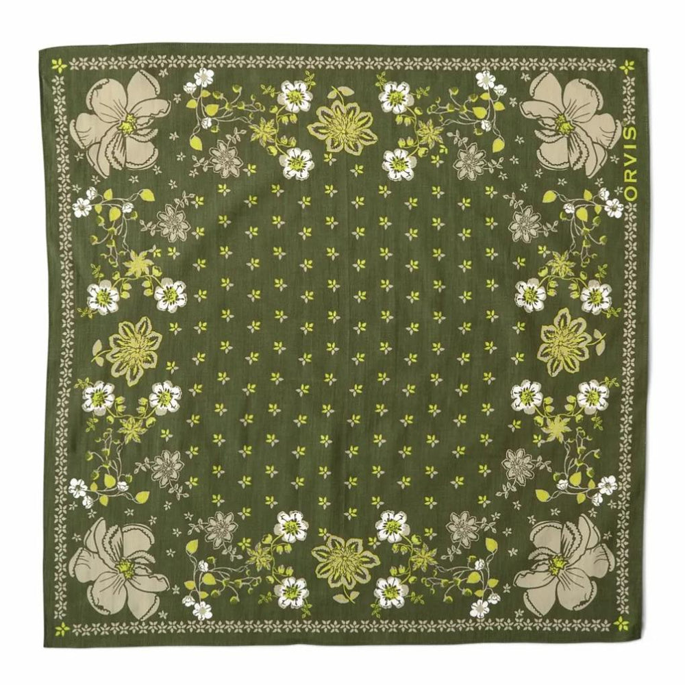 Orvis Scarves | Signature Printed Bandana Moss Floral - Women/Fly Fishing