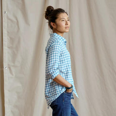 Orvis Shirts &amp; Tops | Everyday Lightweight Plaid Long-Sleeve Boyfriend Shirt Indigo Gingham - Women