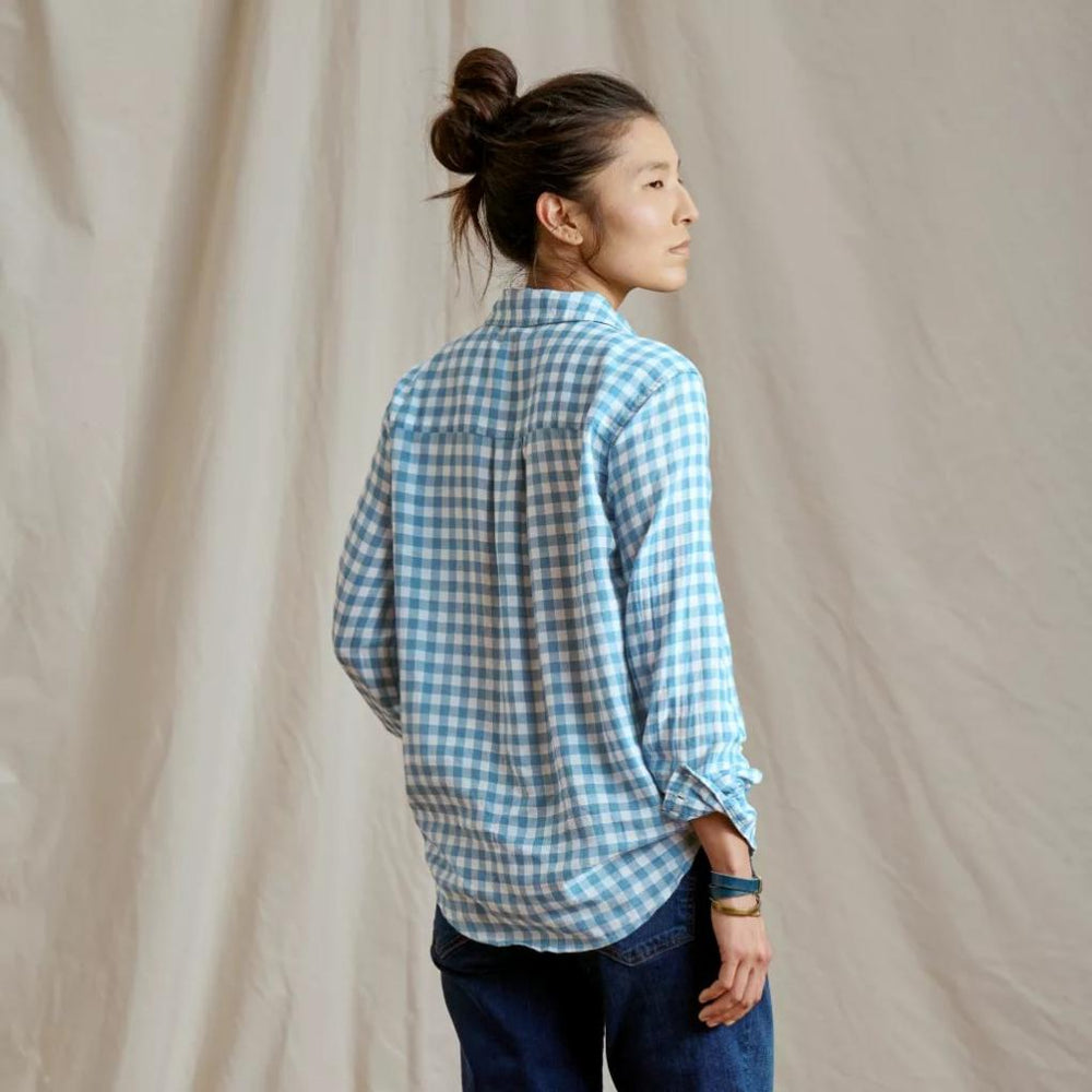Orvis Shirts &amp; Tops | Everyday Lightweight Plaid Long-Sleeve Boyfriend Shirt Indigo Gingham - Women