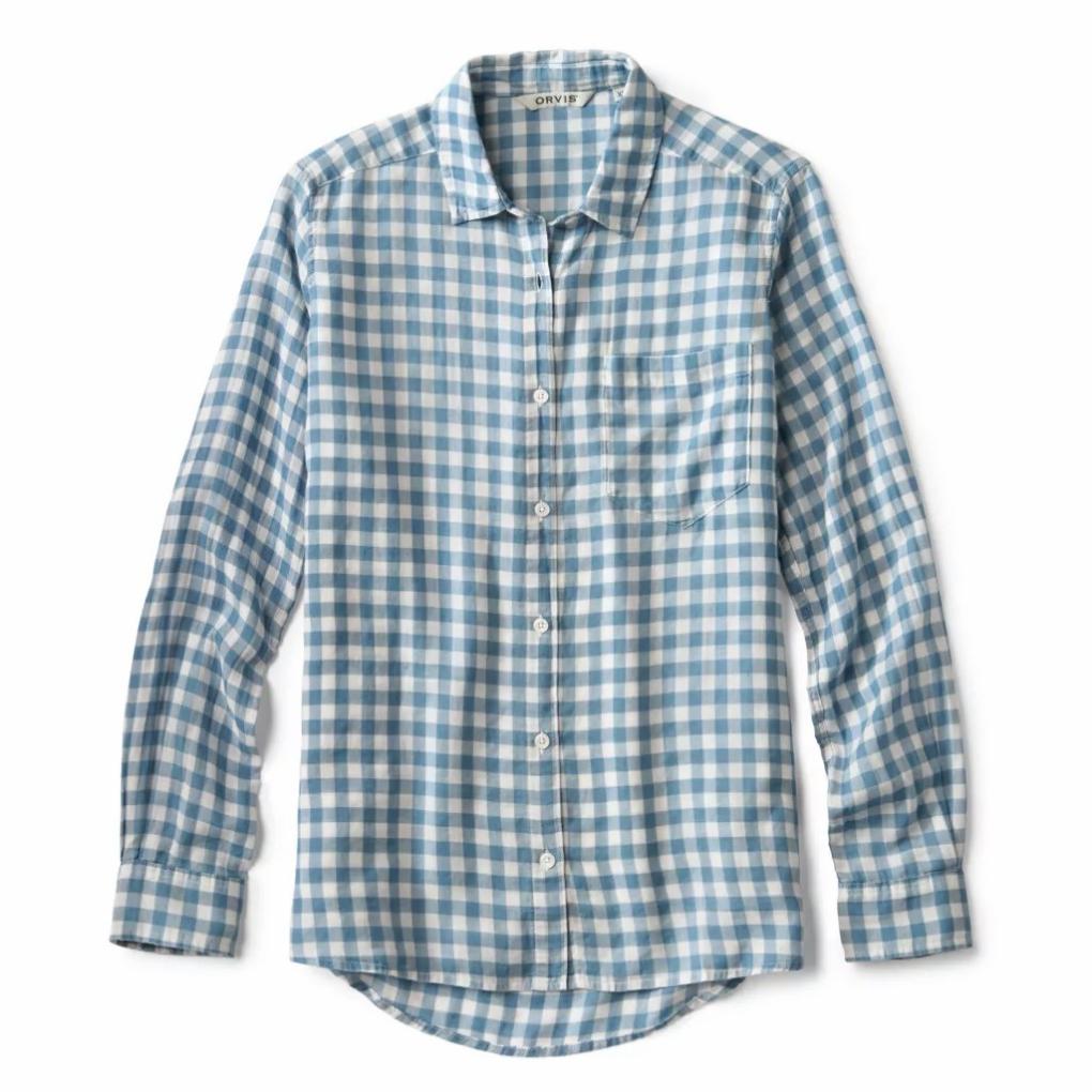 Orvis Shirts &amp; Tops | Everyday Lightweight Plaid Long-Sleeve Boyfriend Shirt Indigo Gingham - Women