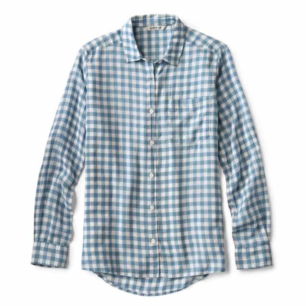 Orvis Shirts &amp; Tops | Everyday Lightweight Plaid Long-Sleeve Boyfriend Shirt Indigo Gingham - Women