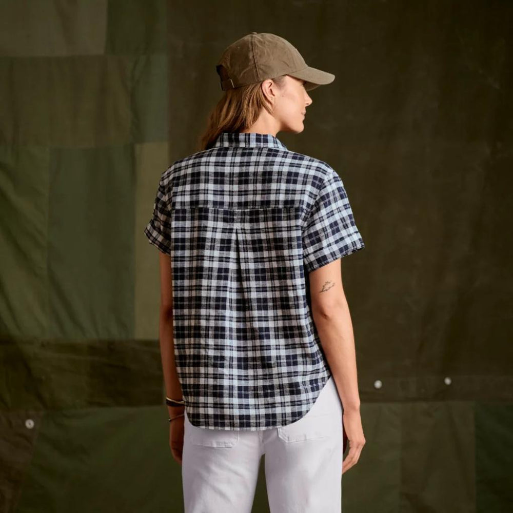 Orvis Shirts &amp; Tops | Performance Linen Short-Sleeve Camp Shirt Navy Plaid - Women