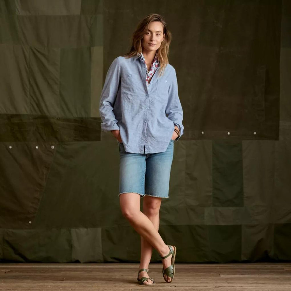 Orvis Shirts &amp; Tops | Performance Linen Tunic Dusty Blue Chambray - Women