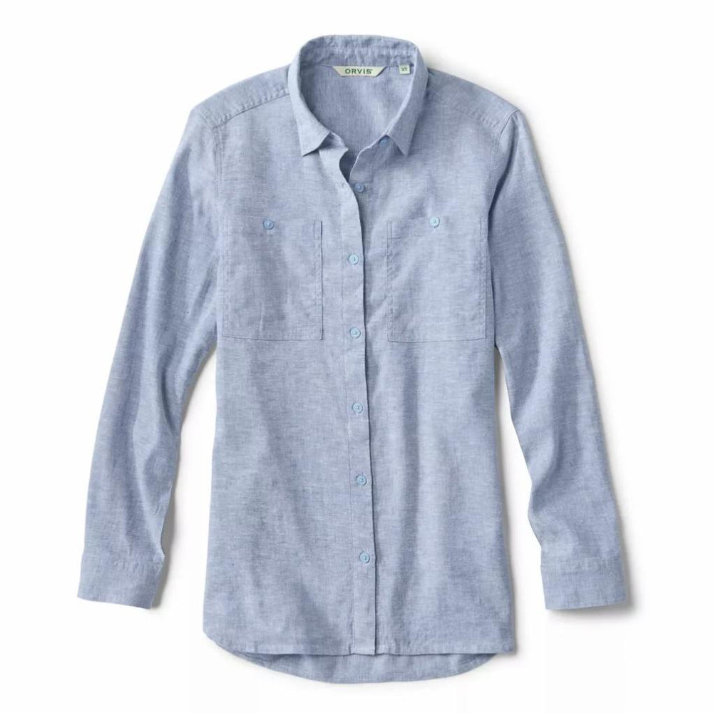 Orvis Shirts &amp; Tops | Performance Linen Tunic Dusty Blue Chambray - Women