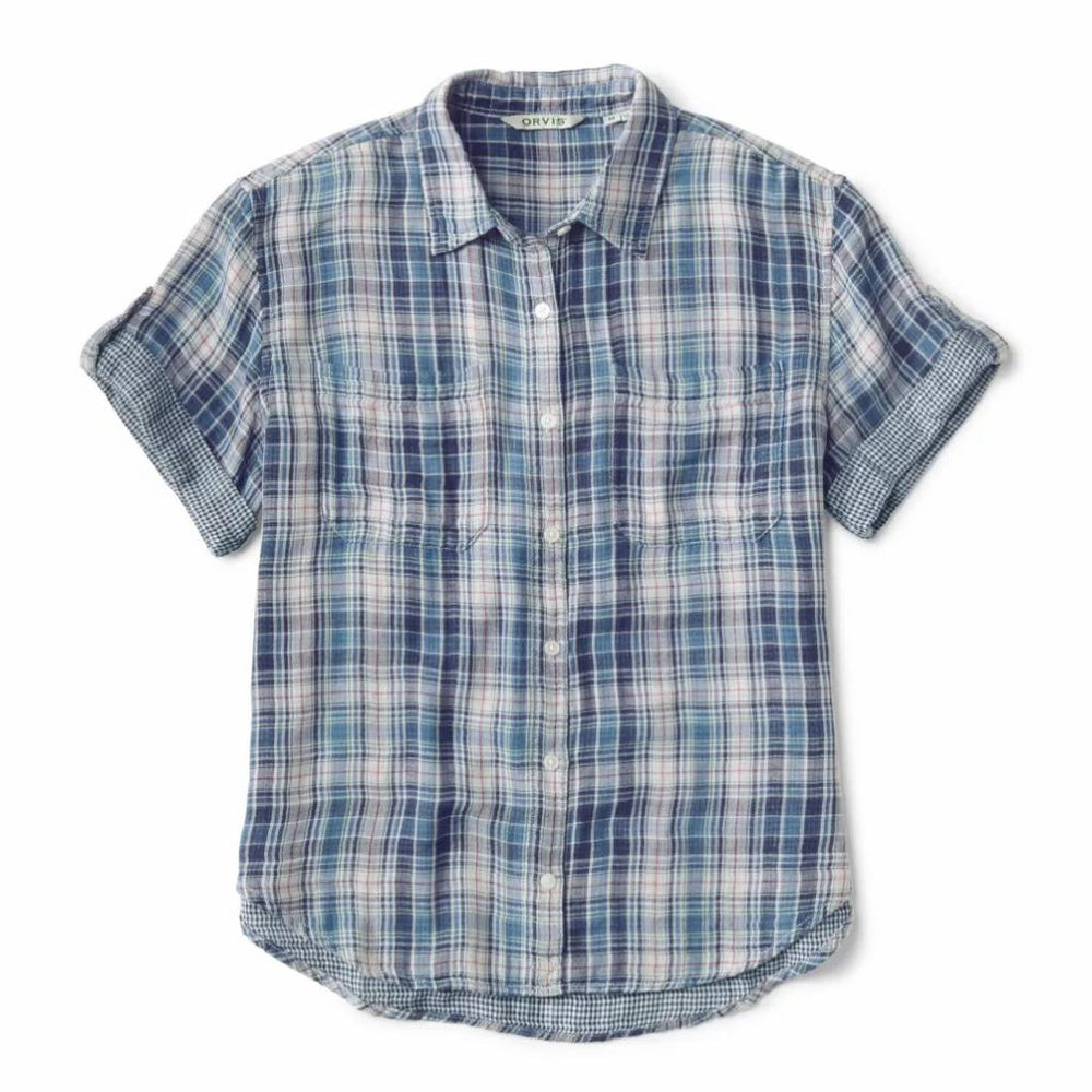 Orvis Shirts &amp; Tops | Plaid Gauze Short-Sleeve Camp Shirt True Navy/red Clay Plaid - Women