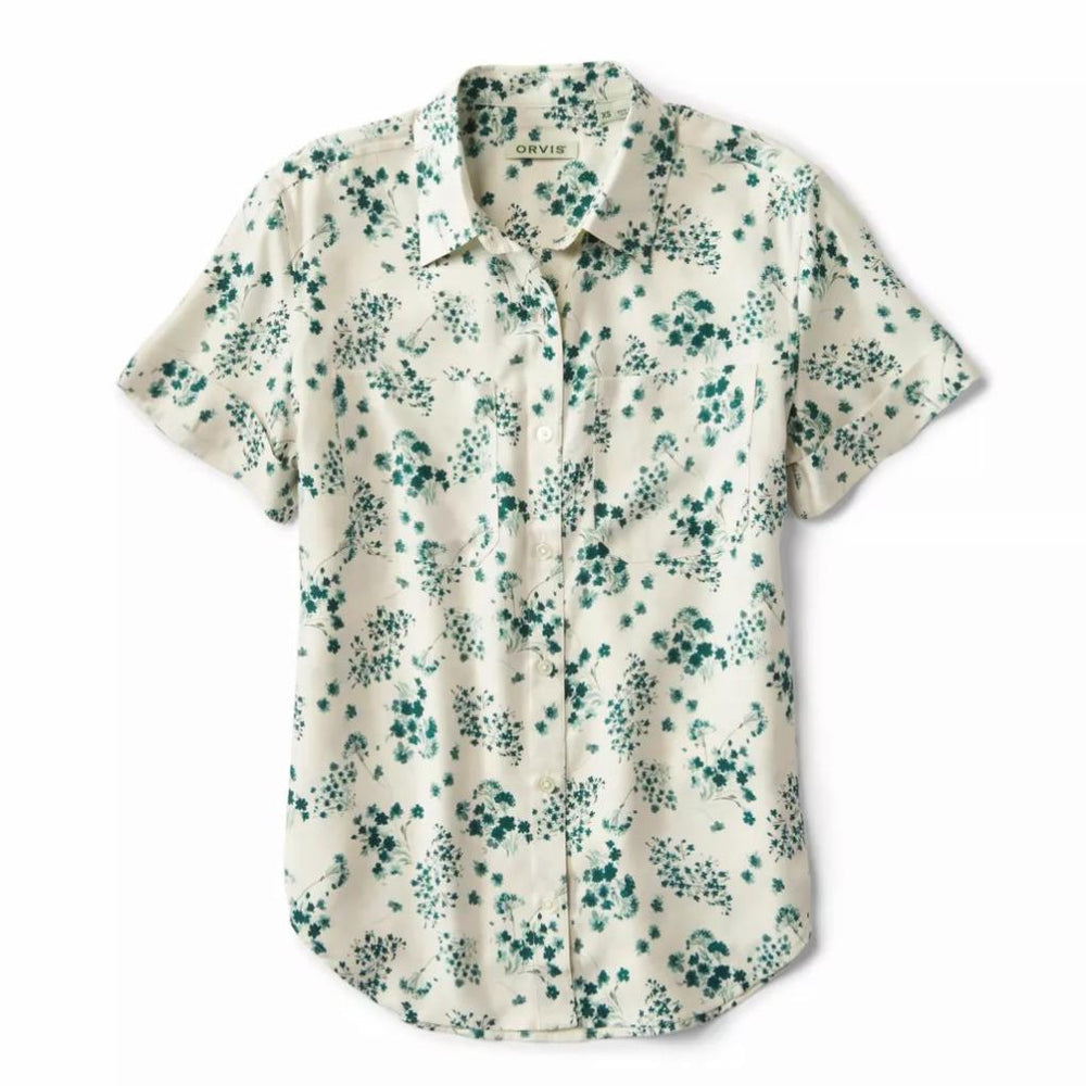 Orvis Shirts &amp; Tops | Washable Silk Short-Sleeve Camp Shirt Peacock Floating Floral - Women