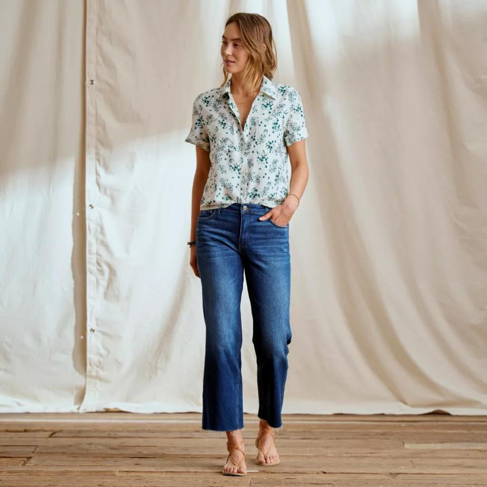 Orvis Shirts &amp; Tops | Washable Silk Short-Sleeve Camp Shirt Peacock Floating Floral - Women