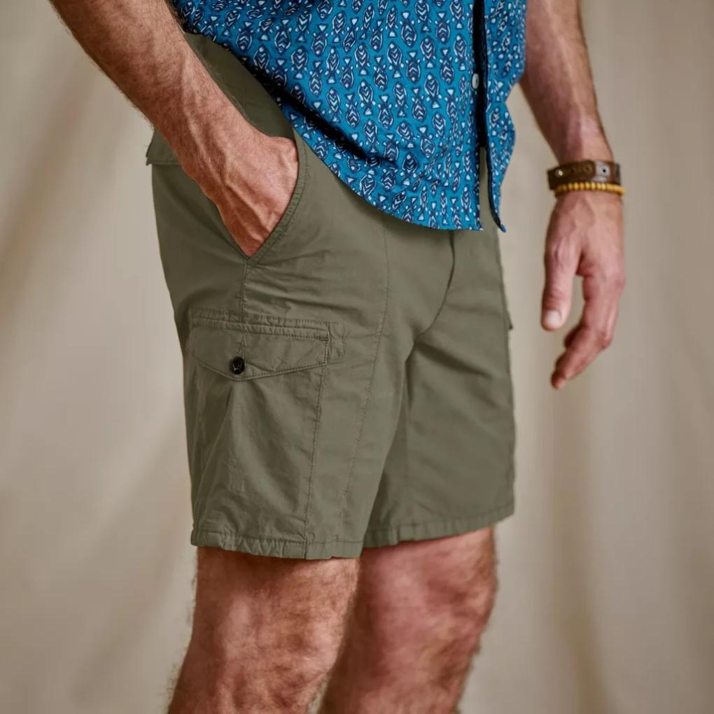 Orvis Shorts | Men's 1856 Stretch Poplin Cargo Shorts Tarragon - Men