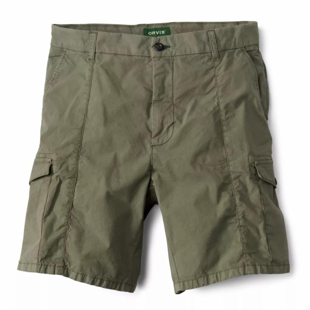 Orvis Shorts | Men's 1856 Stretch Poplin Cargo Shorts Tarragon - Men