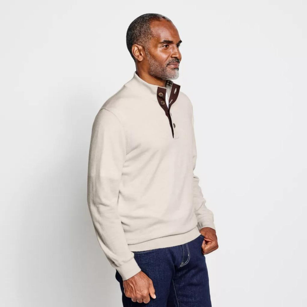 Orvis Sweaters | Merino Button Mockneck Sweater Navy - Men