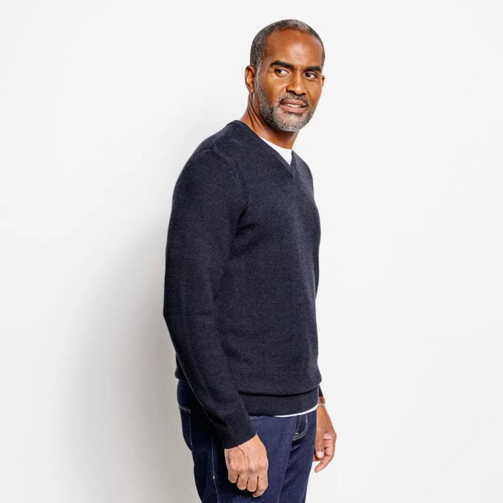 Orvis Sweaters | Merino Piqué V-Neck Sweater True Navy - Men