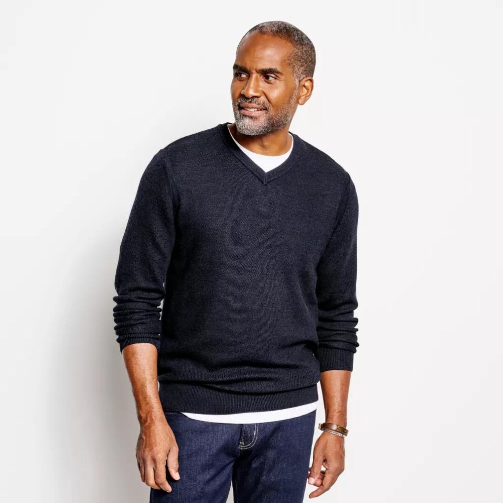 Orvis Sweaters | Merino Piqué V-Neck Sweater True Navy - Men
