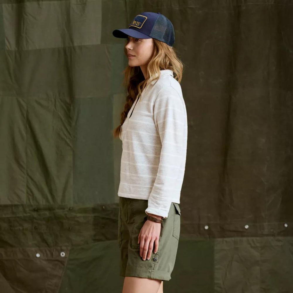 Orvis Sweatshirts | Lightweight Polo Sweatshirt Light Gray Heather/snow Stripe - Women