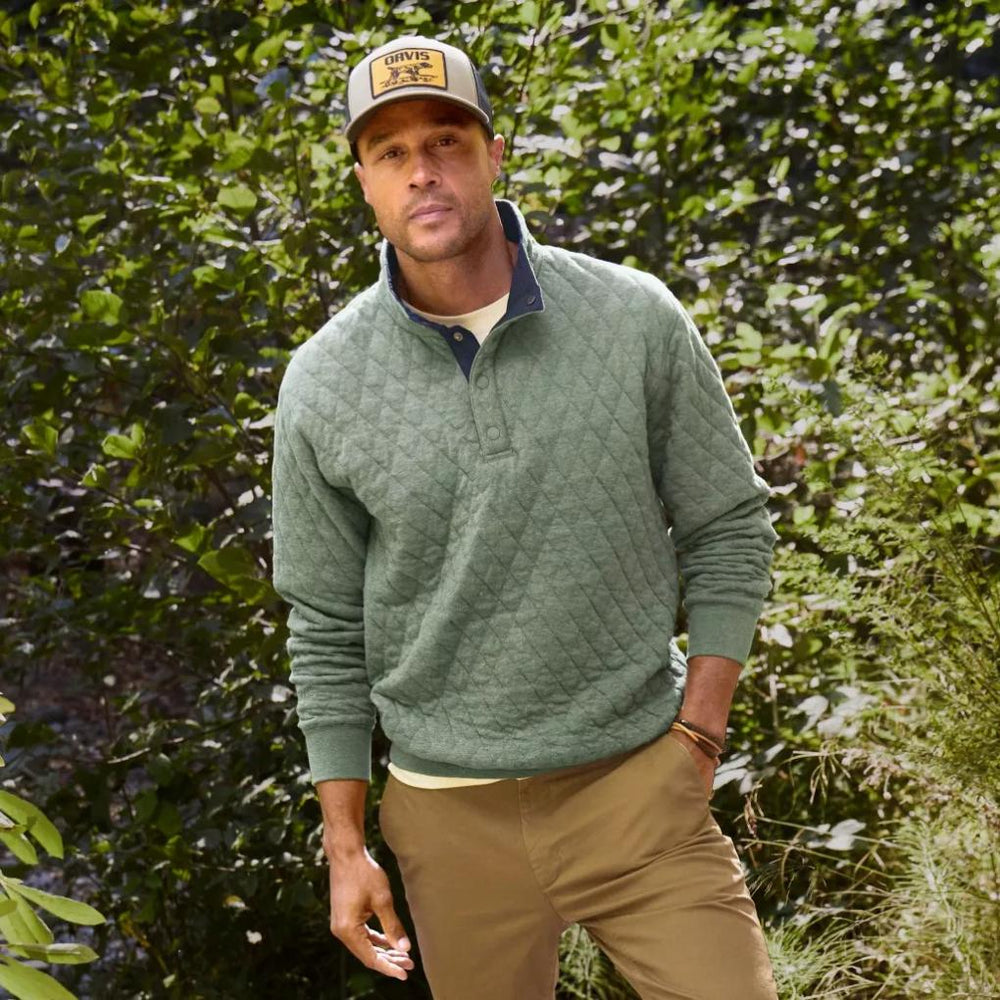 Orvis Sweatshirts | Outdoor Quilted 1/4-Snap Sweatshirt Aloe - Men