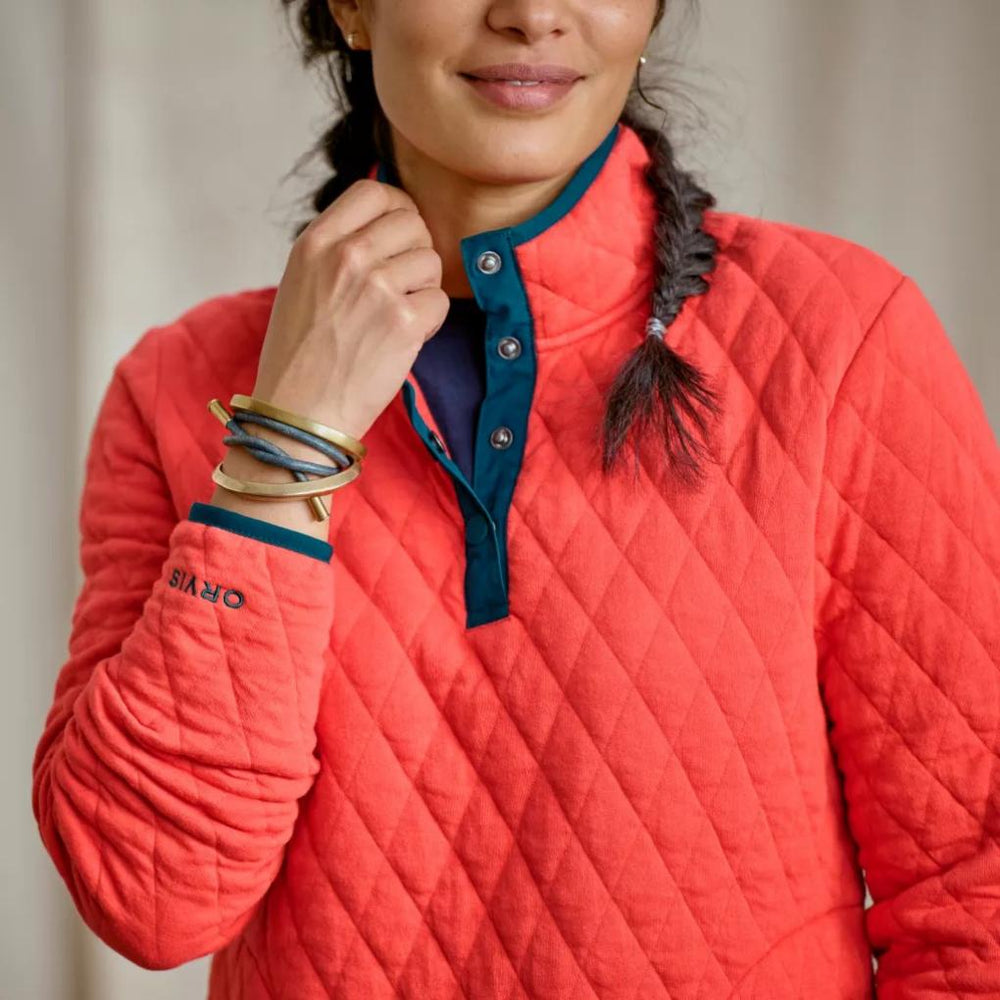Orvis Sweatshirts | Outdoor Quilted 1/4-Snap Sweatshirt Papaya - Women