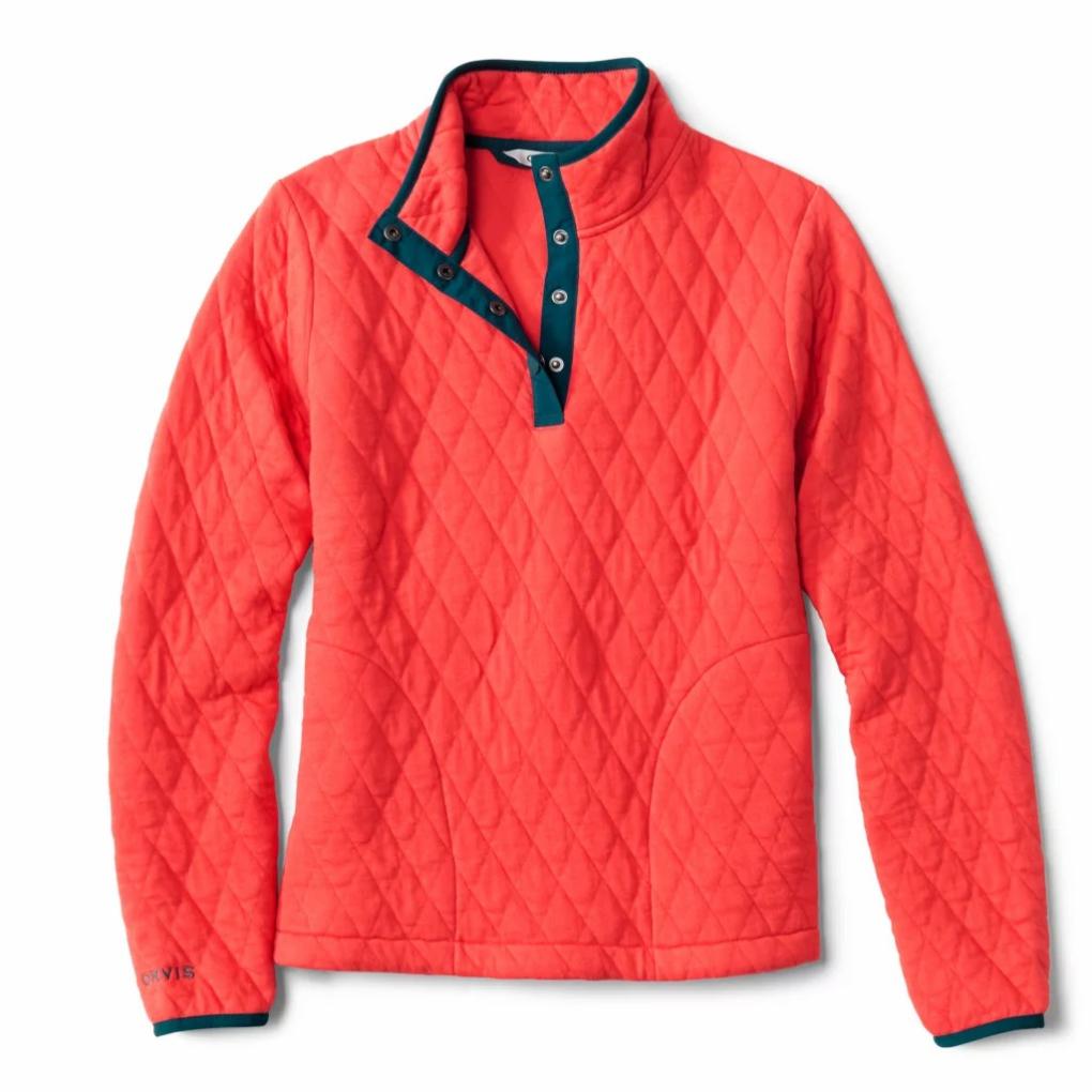 Orvis Sweatshirts | Outdoor Quilted 1/4-Snap Sweatshirt Papaya - Women