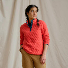 Orvis Sweatshirts | Outdoor Quilted 1/4-Snap Sweatshirt Papaya - Women